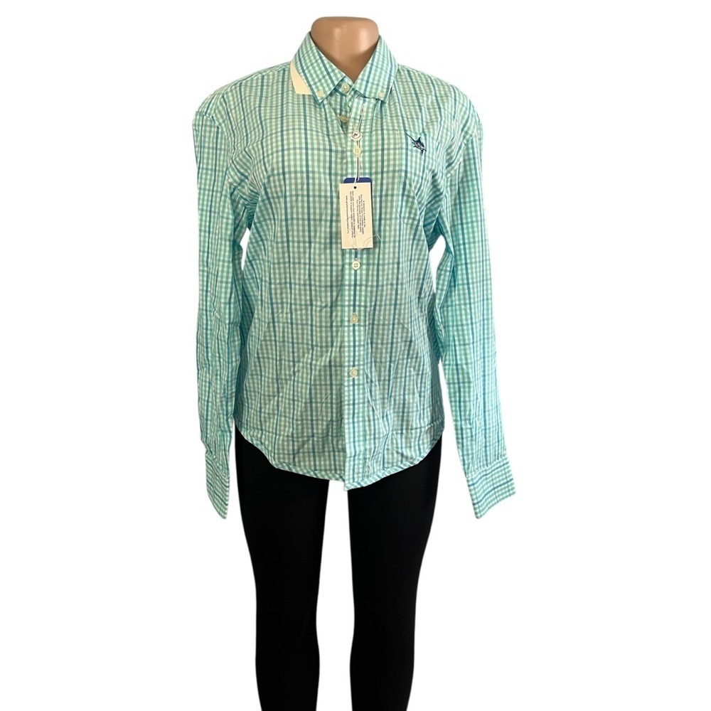 Guy Harvey Shirt  Blue Plaid Classic Collection Button Up Casual